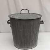 Zinc bucket old washing with 2 handles and lid dimension: height -32cm- D-34cm-