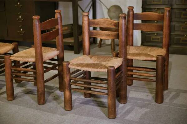 Ensemble de 6 chaises attribuées à Charles Dudouyt 1950’s
