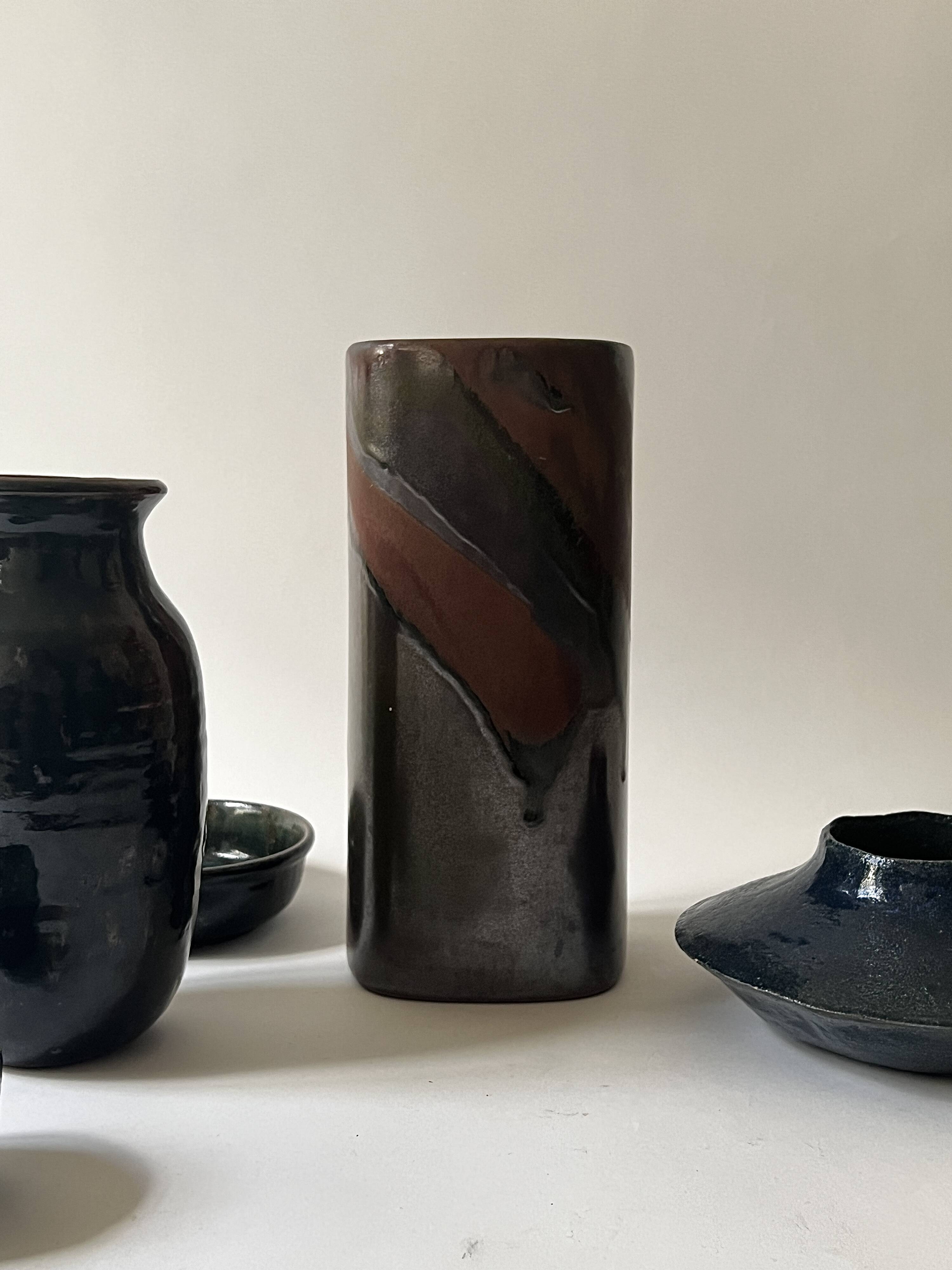 Large iridescent ceramic vase signed Jean Yves Lemonnier, France 1970