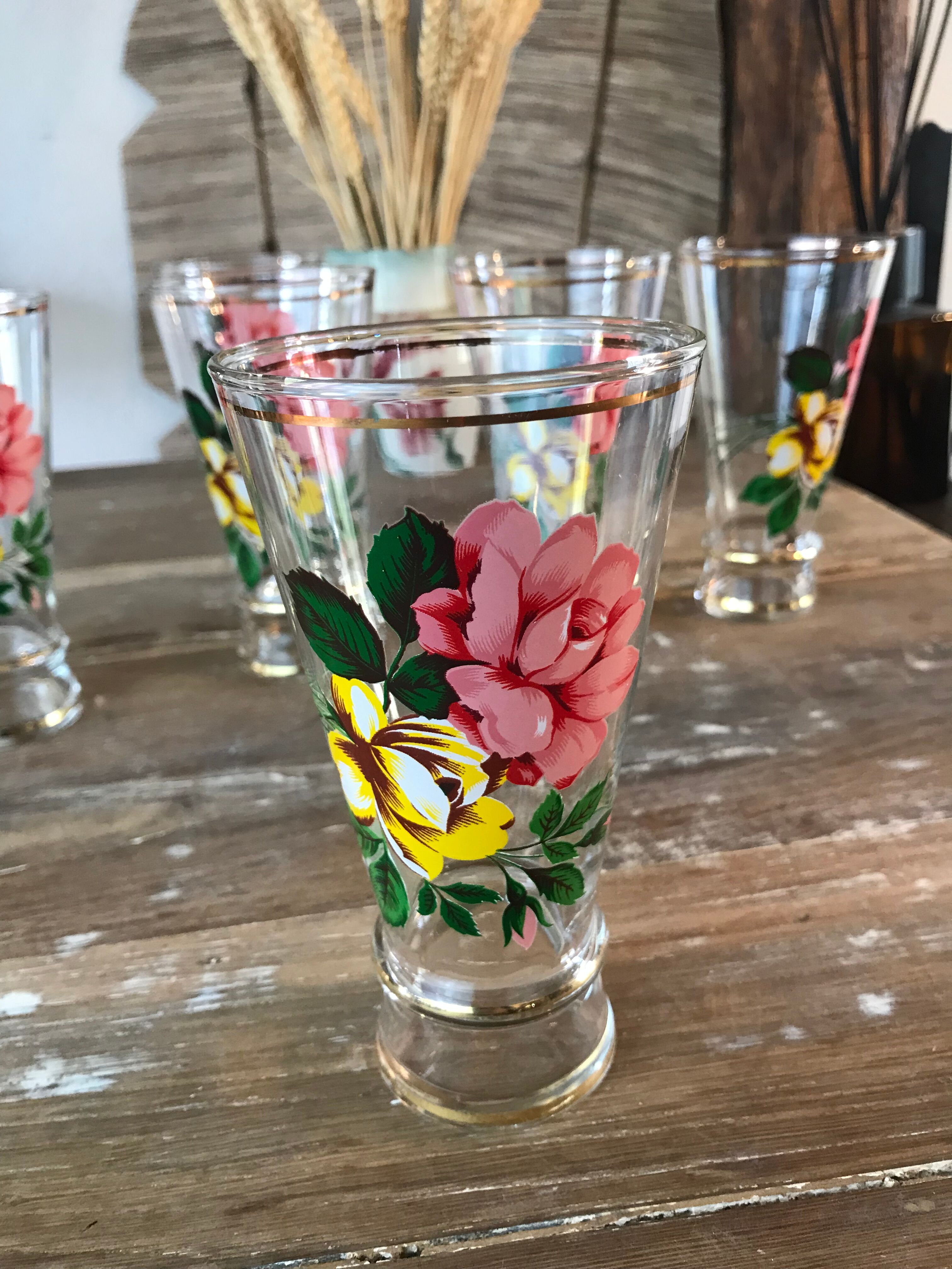 6 vintage high glasses