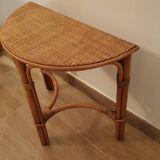 Rattan half-moon console