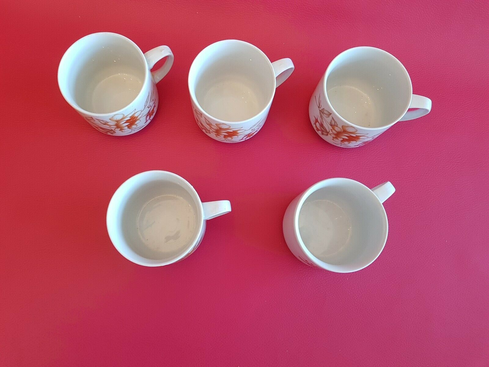 5 cups vintage mugs décor flowers orange Monopoli