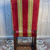 Suite de 6 chaises de style Louis XIII velours rayé