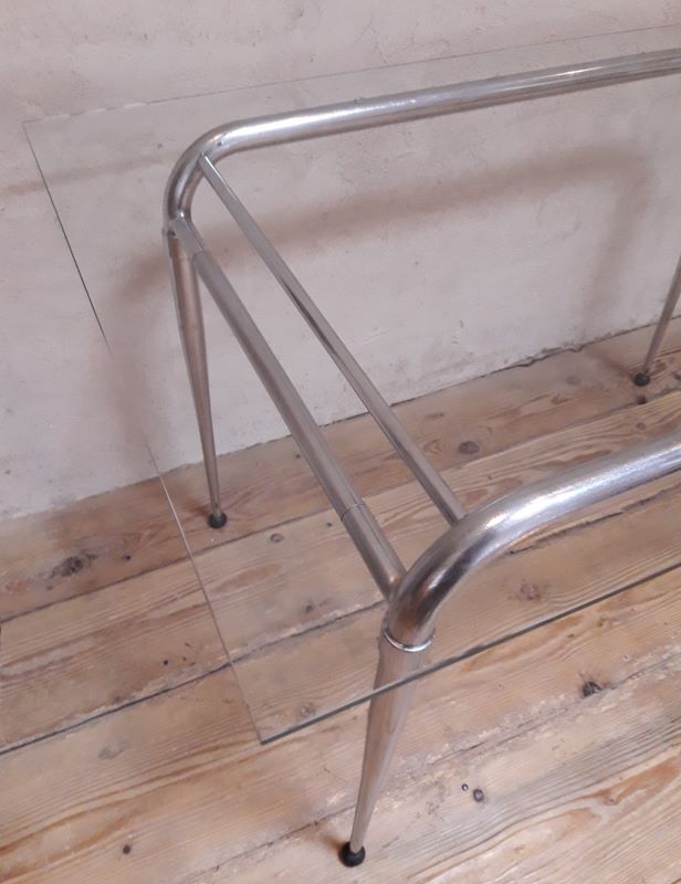 Desk table 120x76cm chrome metal and glass