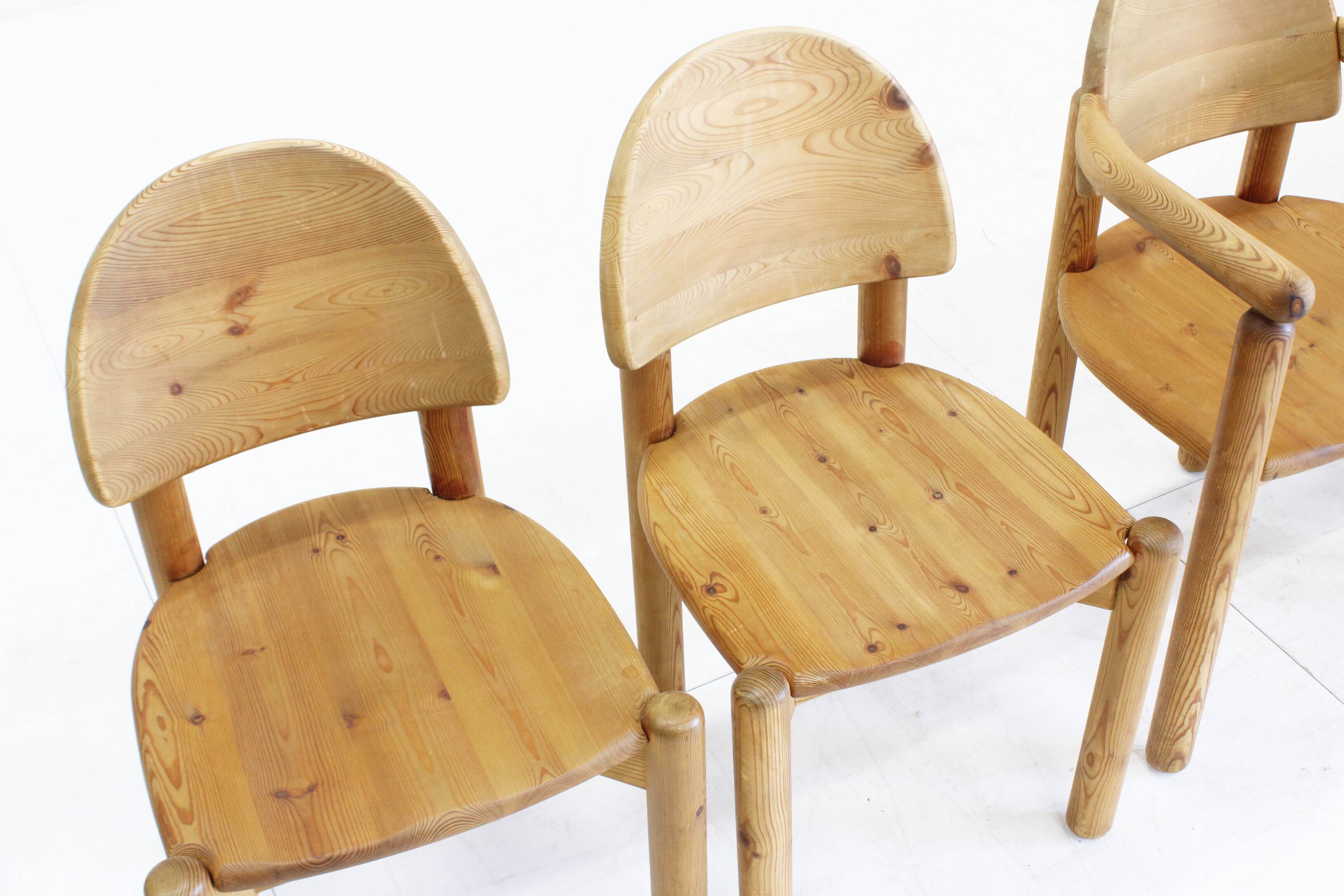 6 x Vintage Dining Room Chairs by Rainer Daumiller pine wood, Denmark, 1970