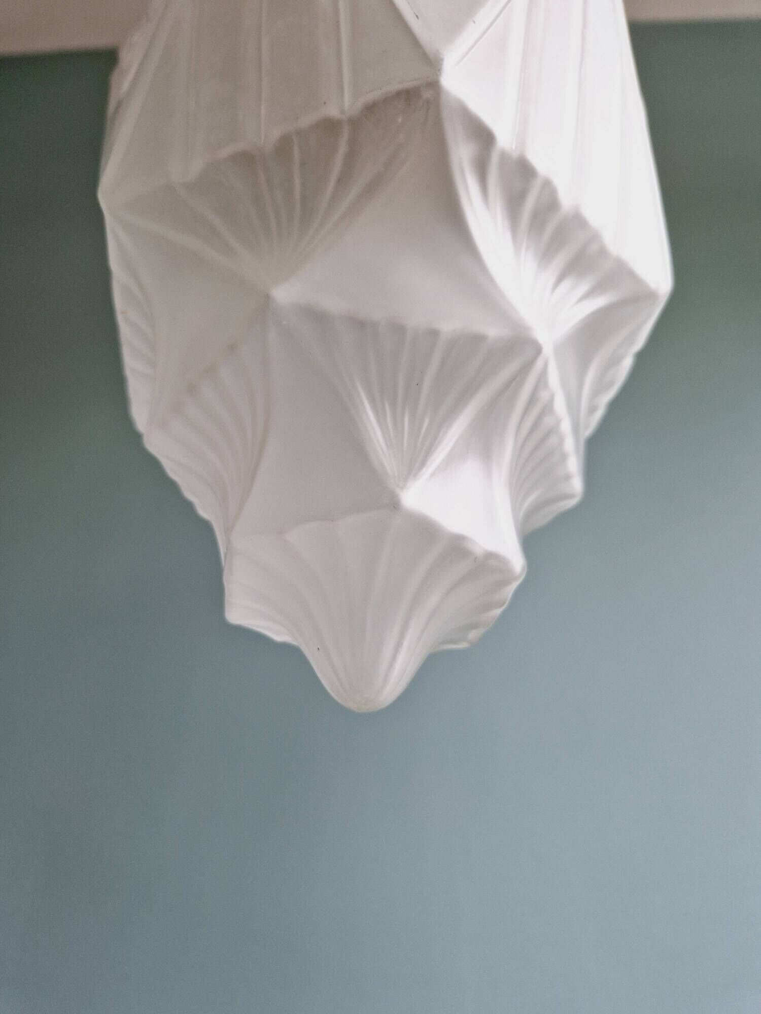 Art Deco pendant lamp in satin glass, 1920s-30s
