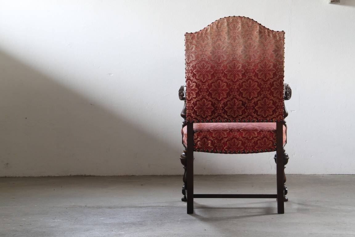 Vintage 19th century Danish Baroque oak armchair - Louis XV style