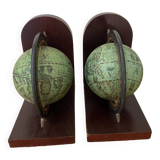 Pair of wooden globe bookends
