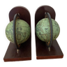 Pair of wooden globe bookends