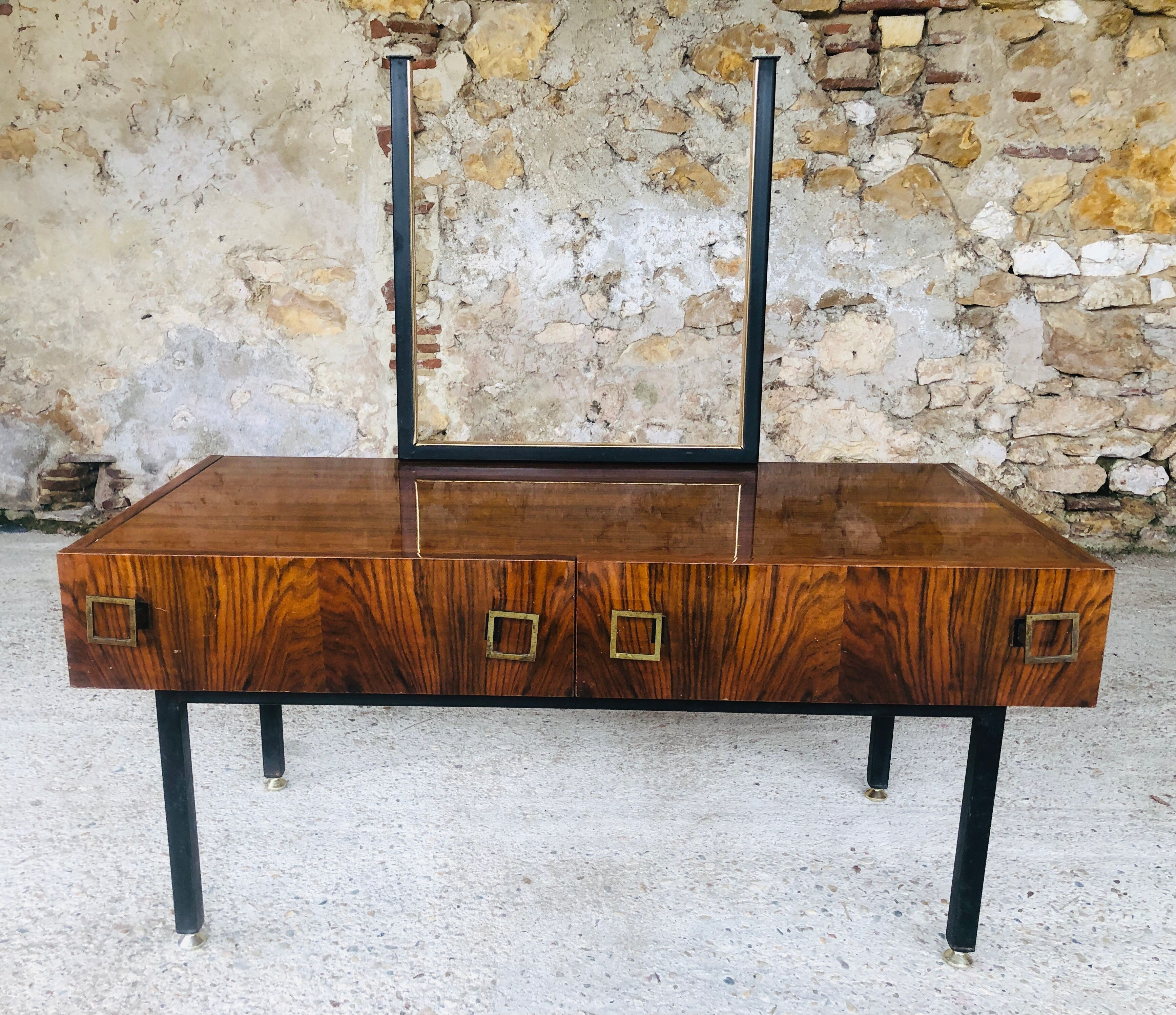 Console / Coiffeuse vintage en palissandre de Rio années 70
