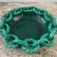 Large ceramic dish from Vallauris with green enamelled rope