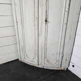 19th century curved corner cupboard in patinated oak