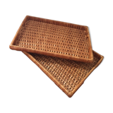 Lot of two trays in wicker 60s