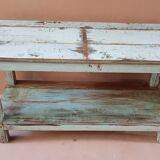 Burmese teak bench with original blue patina