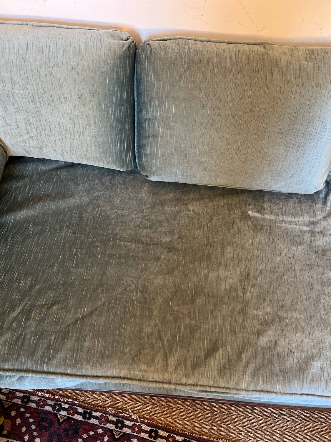 Vintage Louis XVI style blue velvet sofa