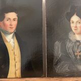 Duo portraits of a young couple painting on oil