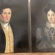 Duo portraits of a young couple painting on oil