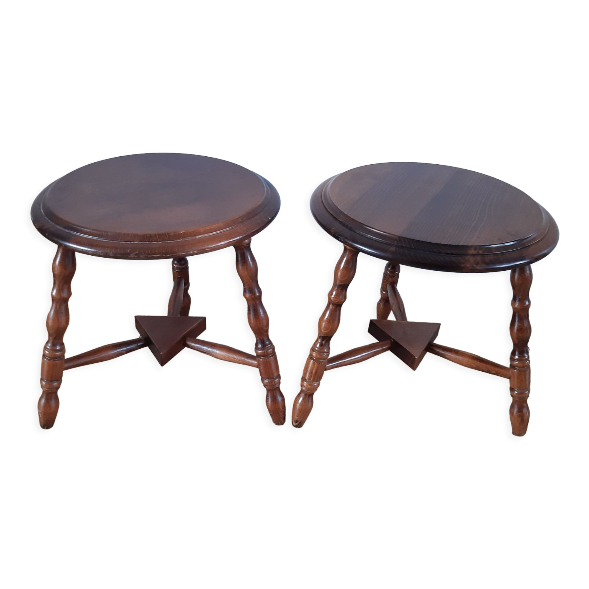 Pair of wooden stools turned vintage 60s