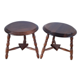 Pair of wooden stools turned vintage 60s
