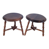 Pair of wooden stools turned vintage 60s