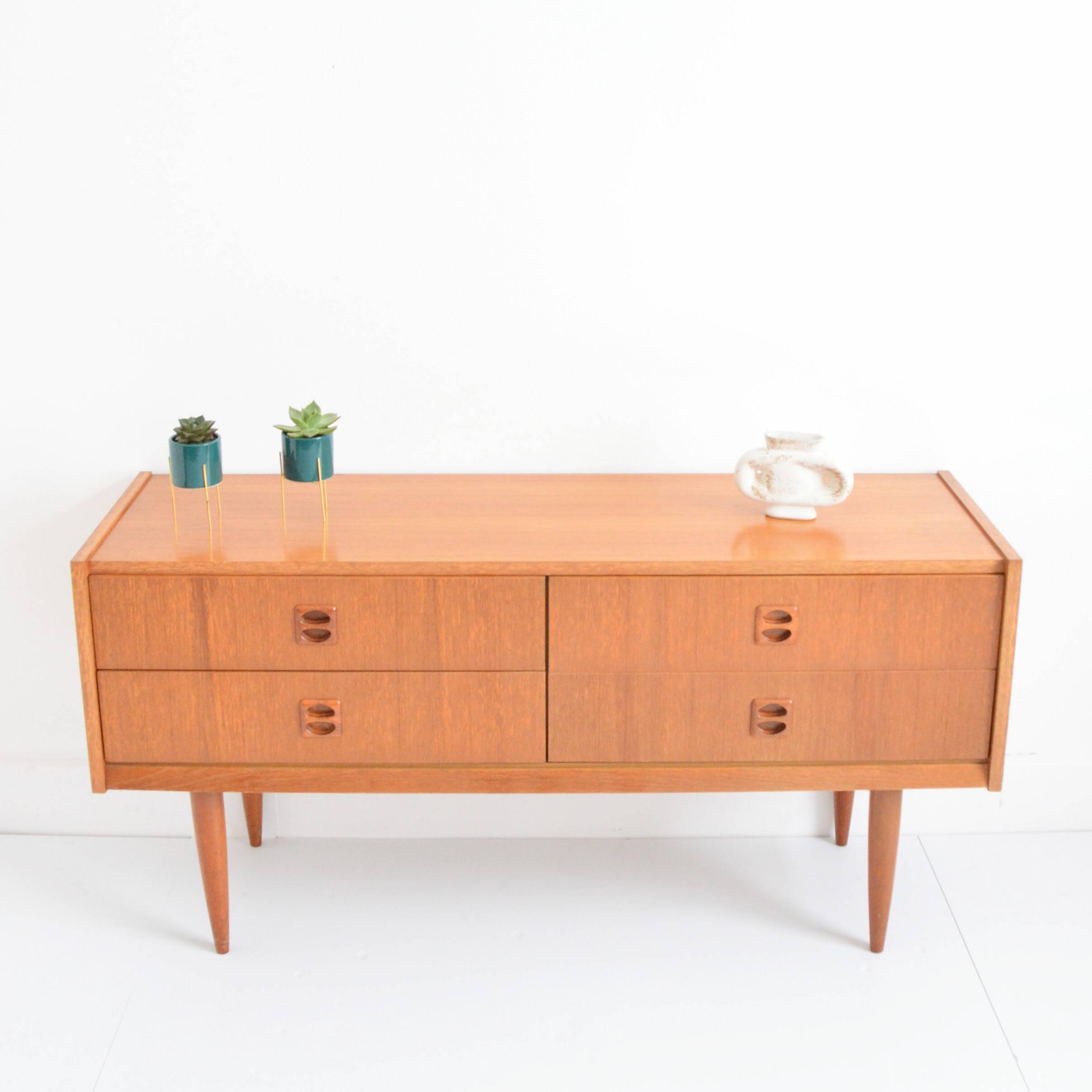 Small Scandinavian sideboard with 4 drawers, vintage 1960.