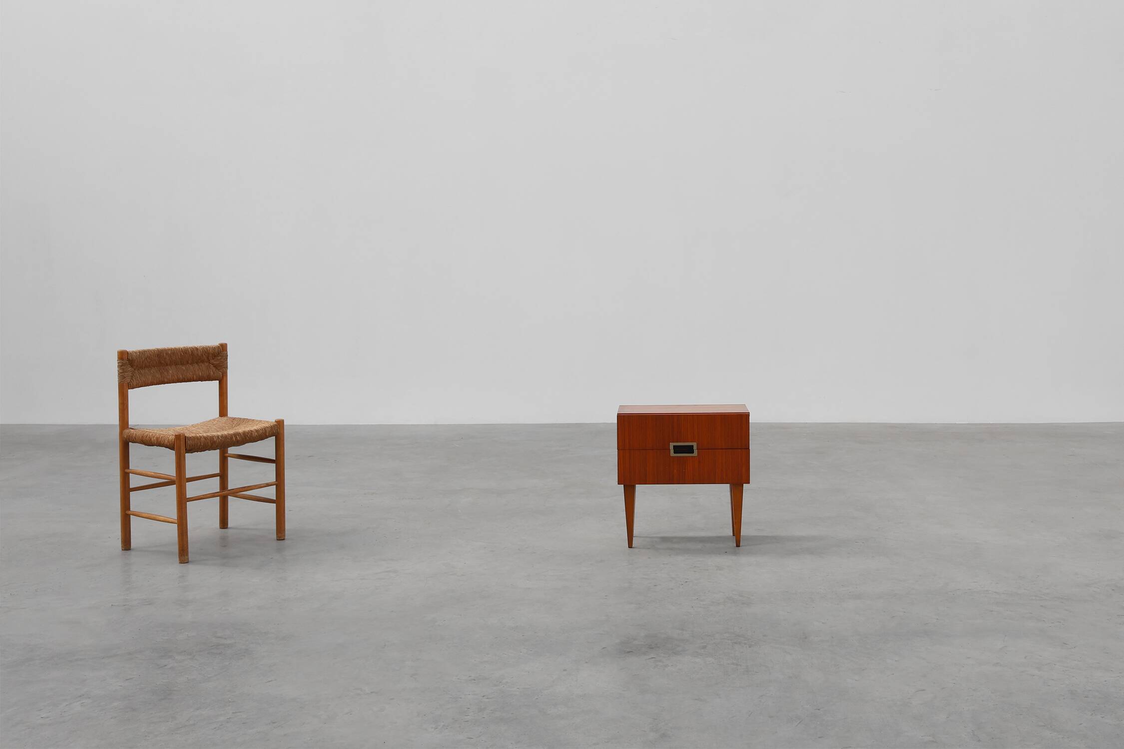 Vintage Nightstand in teak veneer with 2 drawers, Belgium 1950s