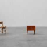 Vintage Nightstand in teak veneer with 2 drawers, Belgium 1950s