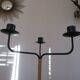 Scandinavian candle holder " LAURIDS LONBORG " metal and rattan 60s