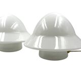 Space age Set of 2 opaline glass table Lamps, Italy 1970s