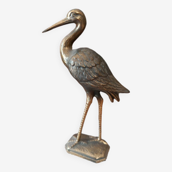 Brass heron statuette