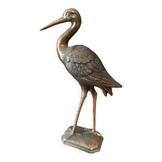 Brass heron statuette
