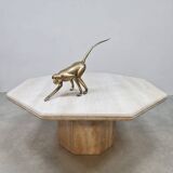 Table basse octogonale en travertin, années 1970