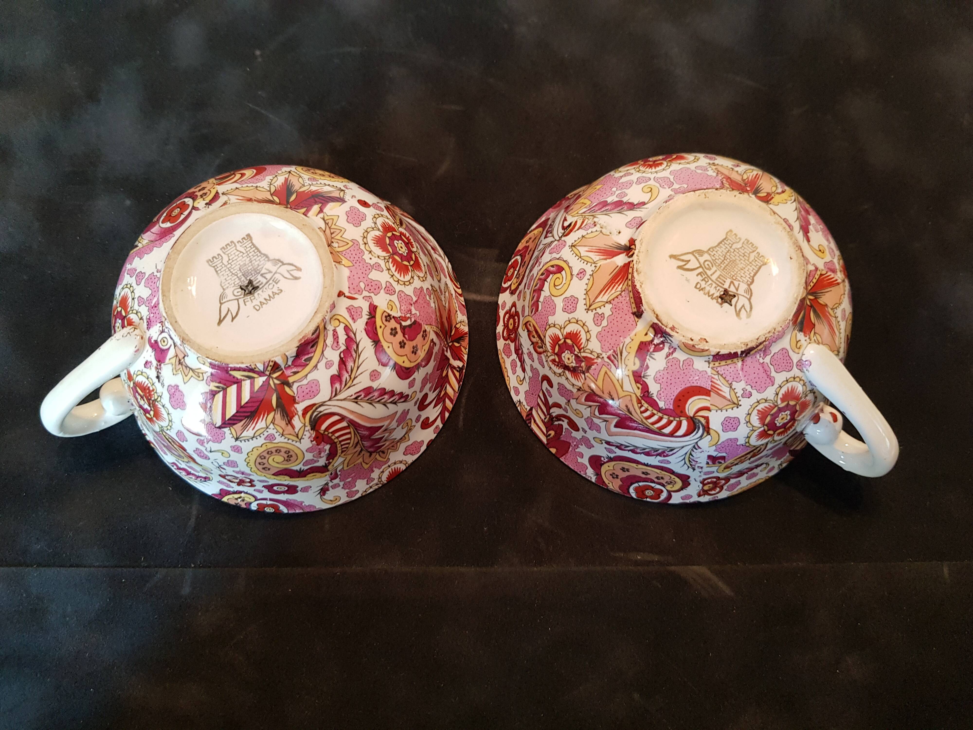 Hand-painted Gien cups