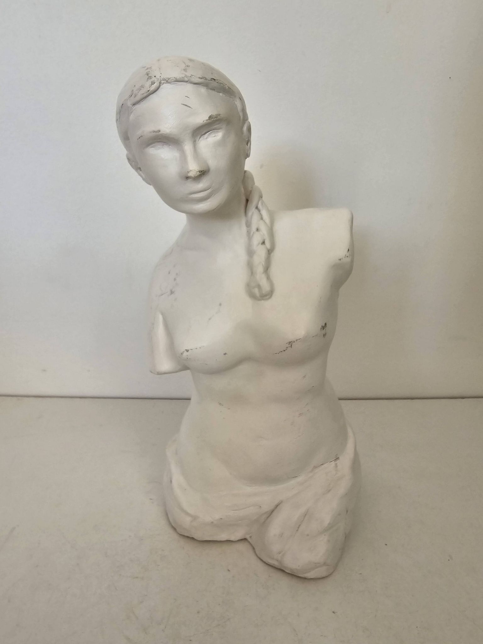 Sculpture plaster statue in the academic style representing the Venus de Milo Signed Dom