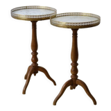 Two round tripod coffee tables louis xvi style