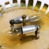 Mid Century Modern ceiling lamp made of glass stones and brass frame