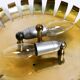 Mid Century Modern ceiling lamp made of glass stones and brass frame
