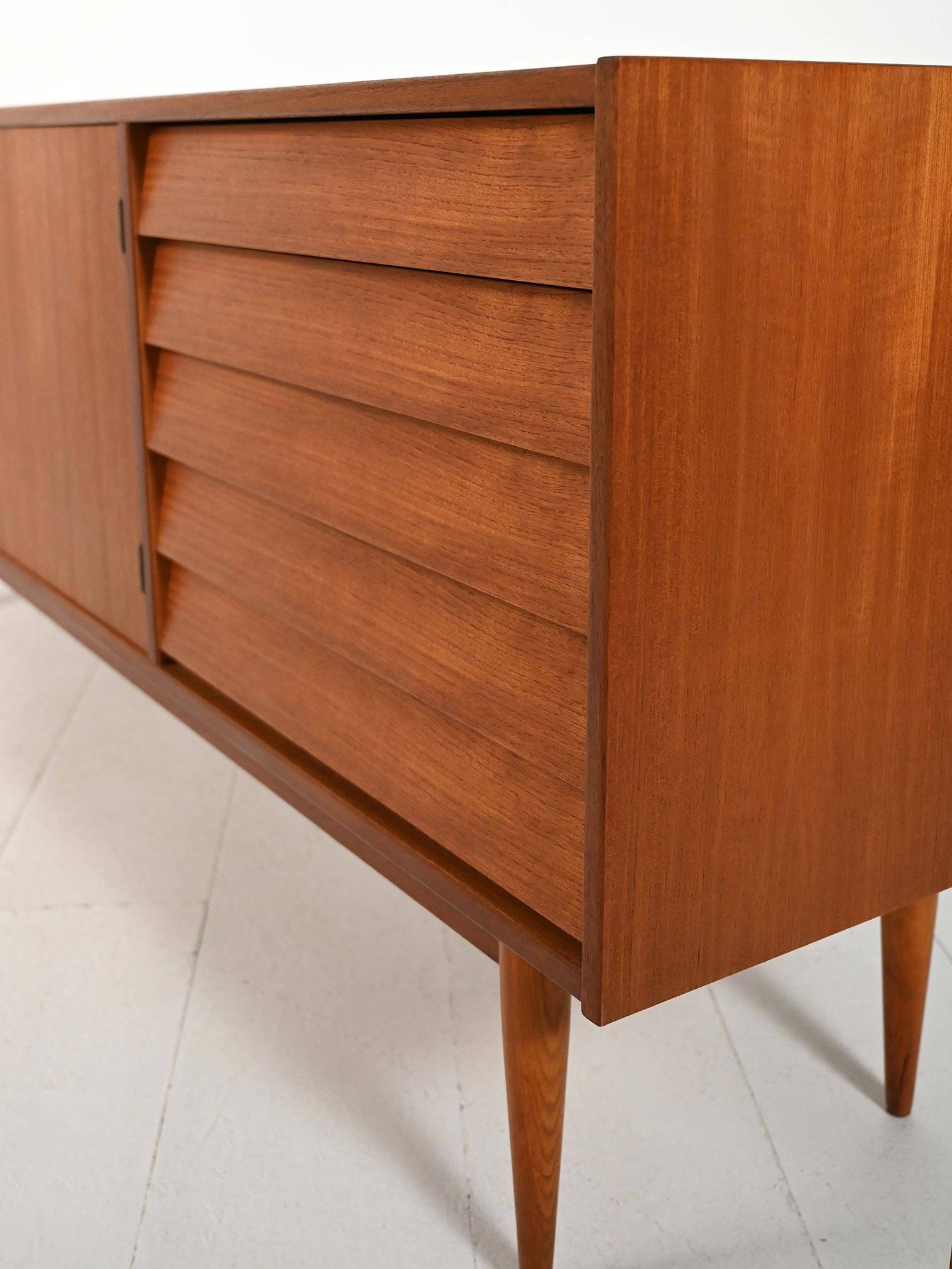 Scandinavian sideboard with tile-style drawers from the 1950s