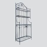 Old wrought iron garden shelf for plants