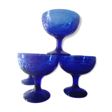 4 cobalt blue dessert cups