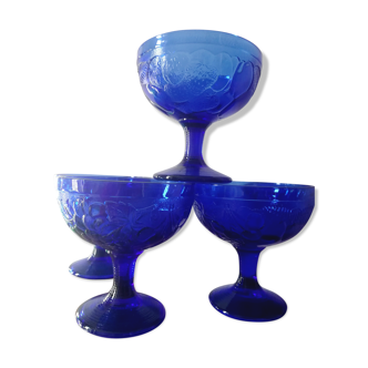 4 cobalt blue dessert cups