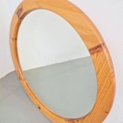Scandinavian Round Pine Mirror, 1970s