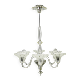 Art Deco Six-Arm Glass Chandelier, Czechoslovakia, 1930s