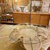 Rattan flower coffee table