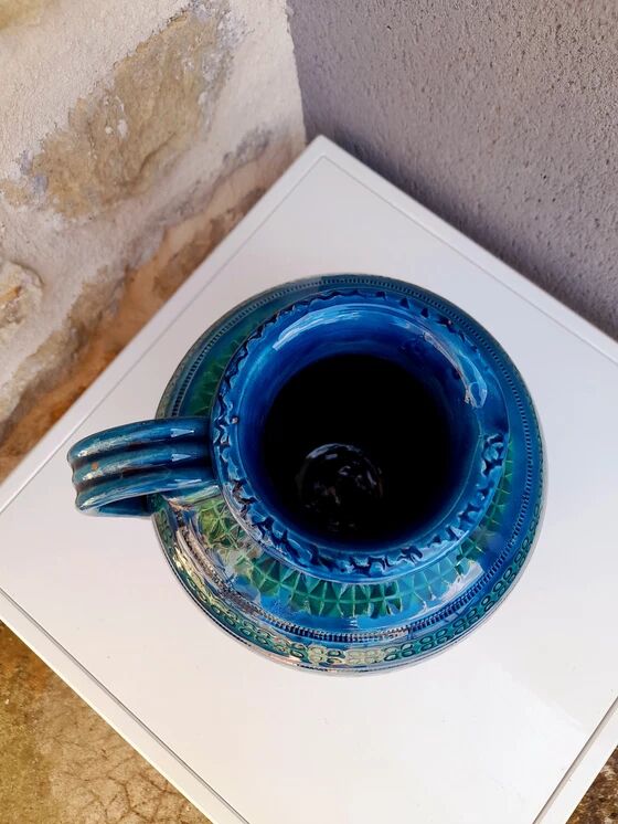 Bitossi ceramic vase or jug, Aldo Londi, Rimini blu.
