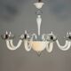 Venetian chandelier in white and colourless Murano glass, circa 1990.