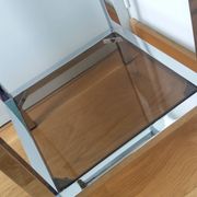 Chrome metal and smoked glass console