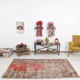 4x7 Red & Cream Vintage Area Rug 126x236Cm SK 17738