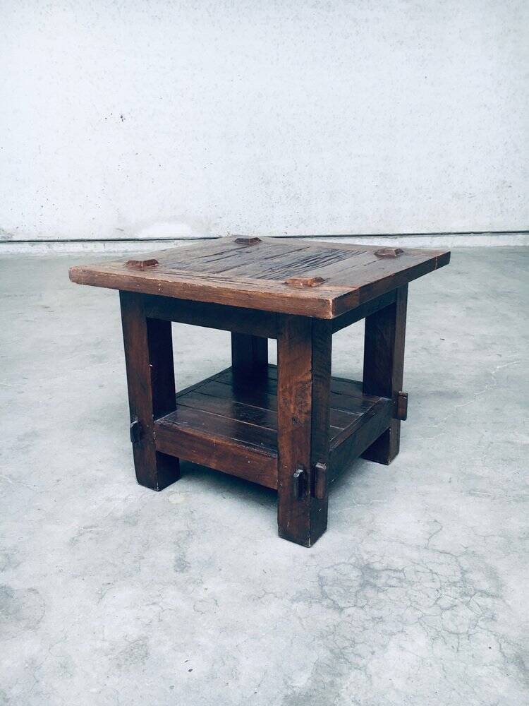Wabi Sabi Style Oak Side Table, France, 1930s