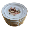 12 old porcelain plates / animals / Vierzon